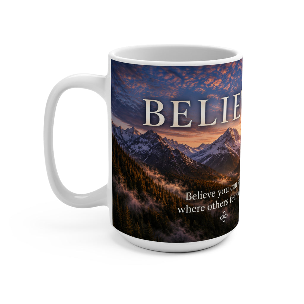 Believe - Believe You Can Soar Where Others Fear to Fly - Eagle Image - 15 oz Inspirational Eagle Mug, Coffee Cup