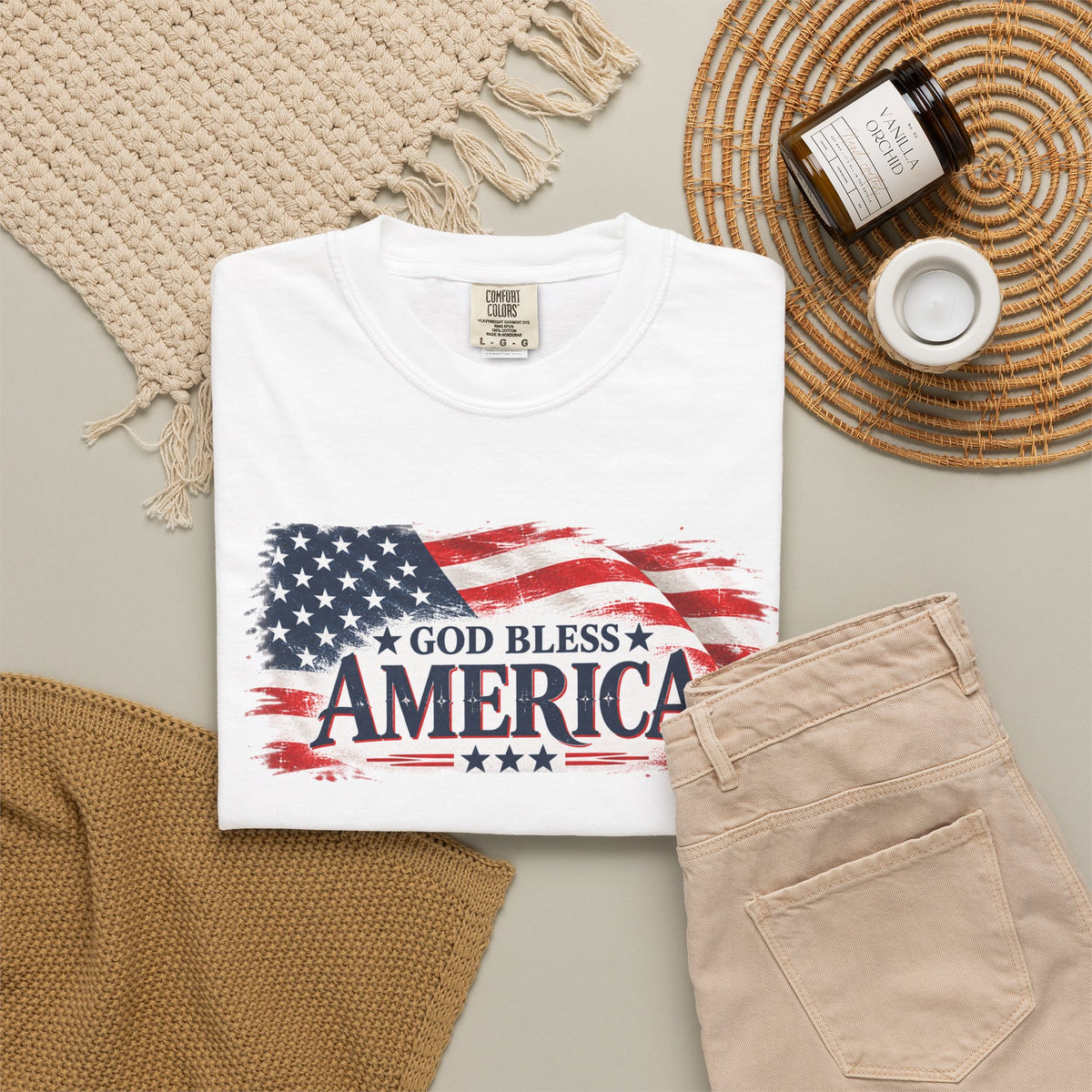 God Bless America T-Shirt - Patriotic American Flag Tee for 4th of July