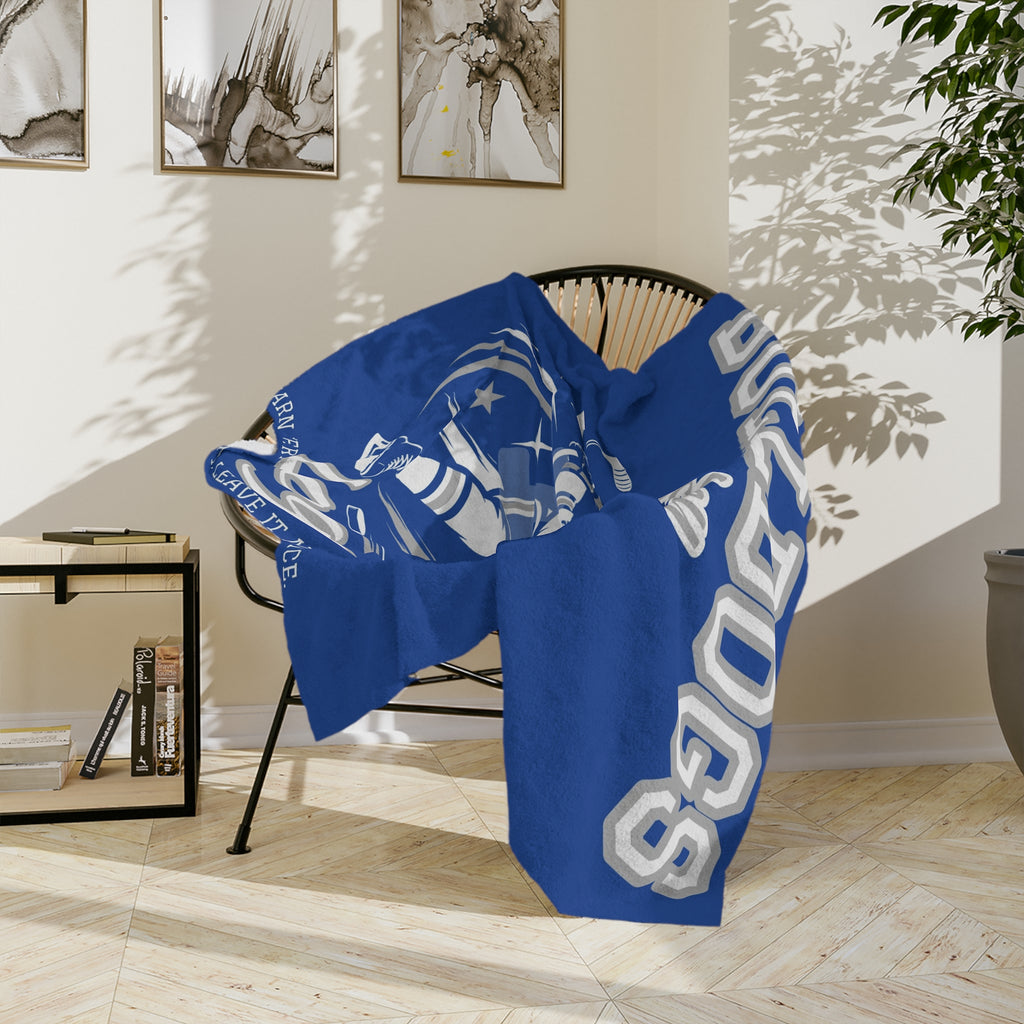 Personalized Hockey Blanket - Player Spotlight Design | Custom Team Name, Number & Player Name | 2 Styles, Your Team Colors | Plush Throw