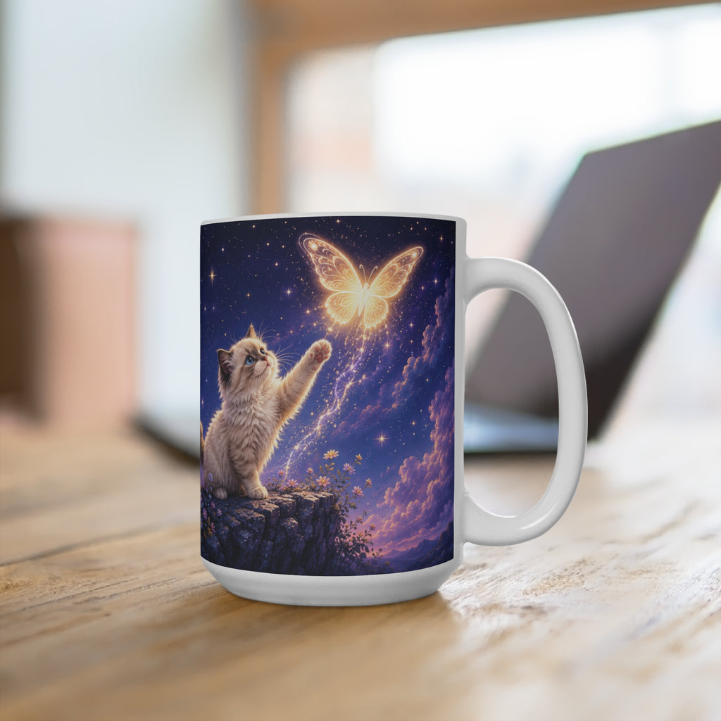 Be Brave Enough to Chase the Impossible - 15 oz Funny Cat Mug, Coffee Cup