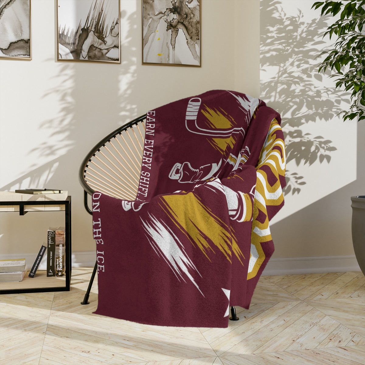 Personalized Hockey Blanket - Player Spotlight Design | Custom Team Name, Number & Player Name | 2 Styles, Your Team Colors | Plush Throw