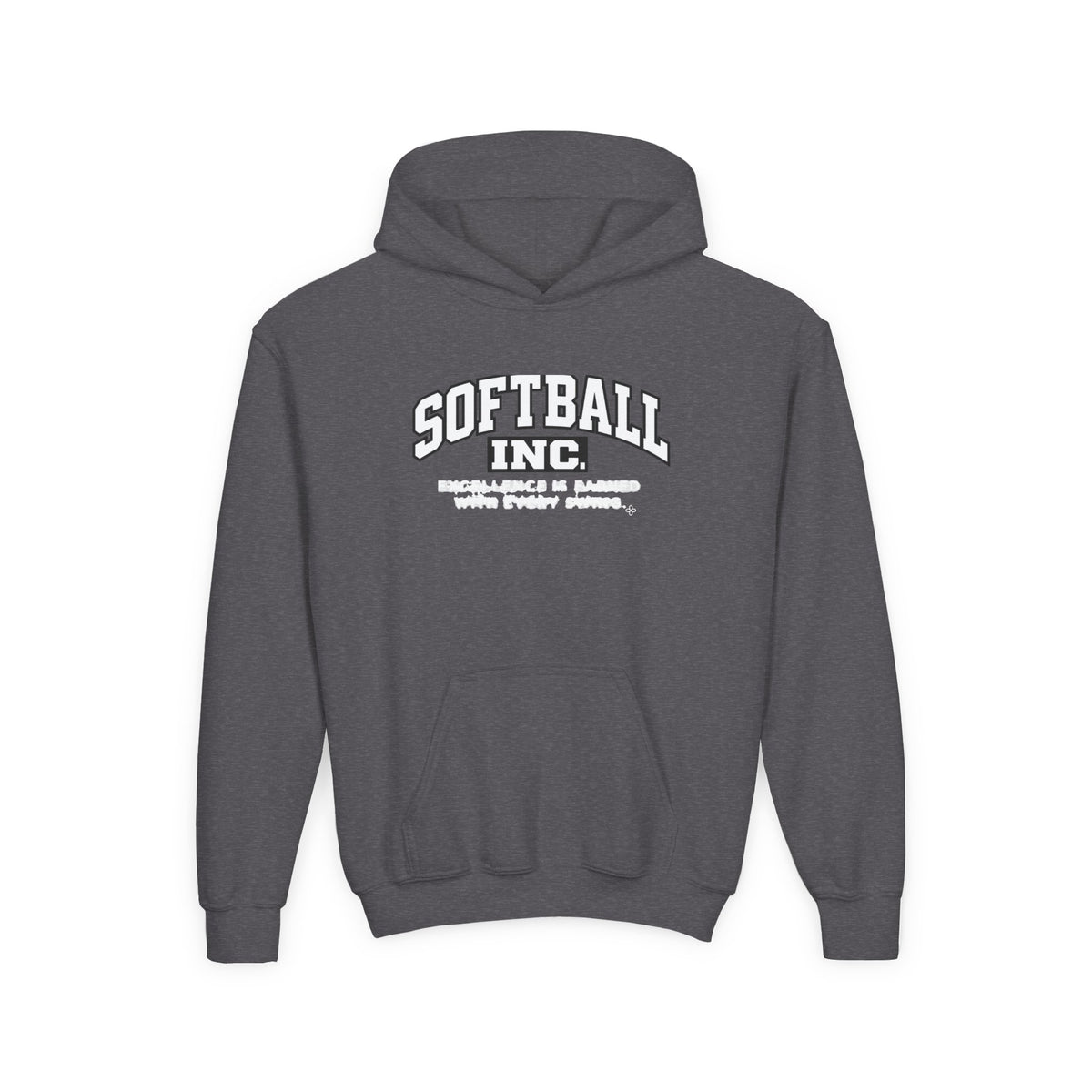 Softball Inc. Youth Hoodie | Excellence Is Earned With Every Swing | Girls Softball Youth Hoodie