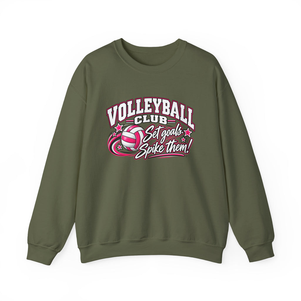 Volleyball Club Sweatshirt | Set Goals, Spike Them | Volleyball Gildan Crewneck