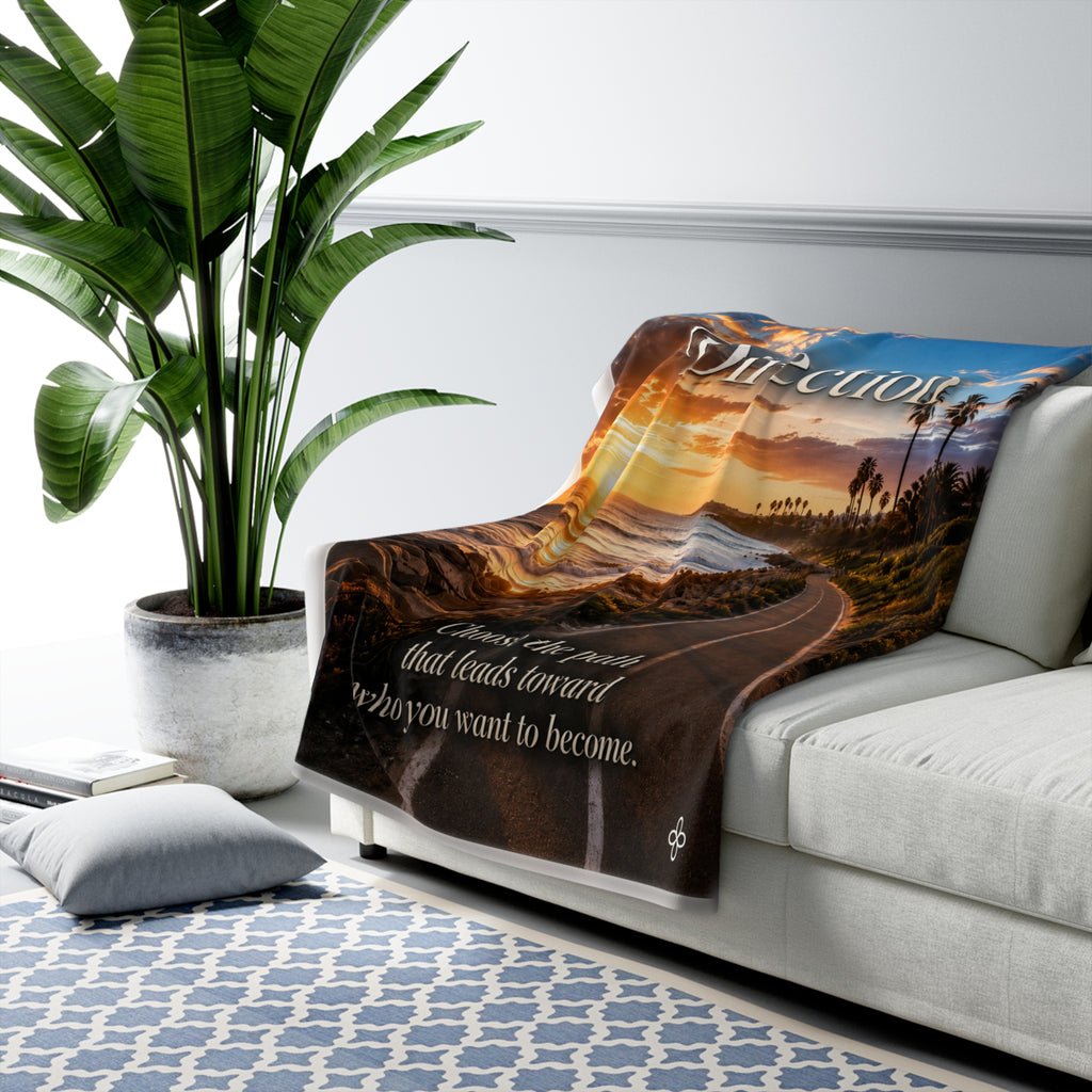 Direction Motivational Sherpa Blanket | Inspirational Quote Sherpa Fleece Throw | Uplifting Gift | Better Every Day