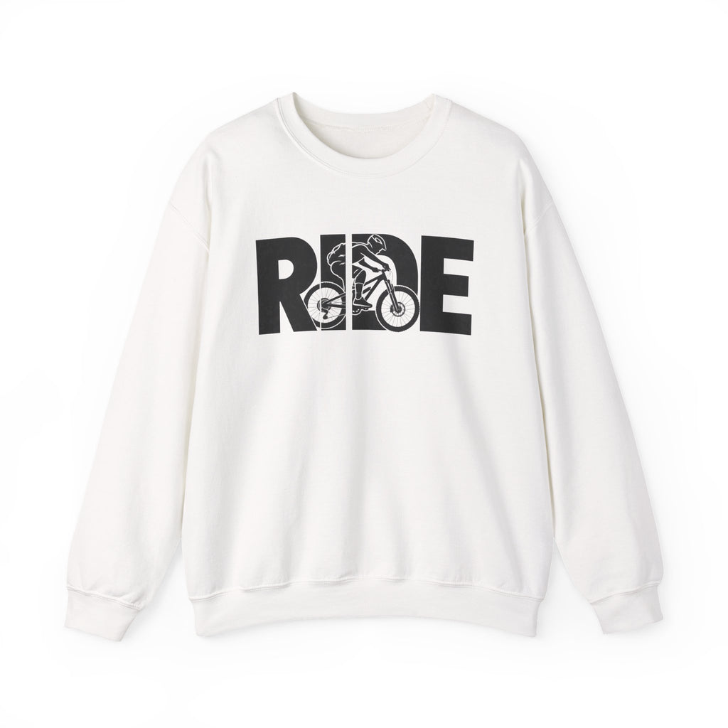 RIDE Mountain Bike Sweatshirt | Mountain Biker Graphic | Gildan Crewneck