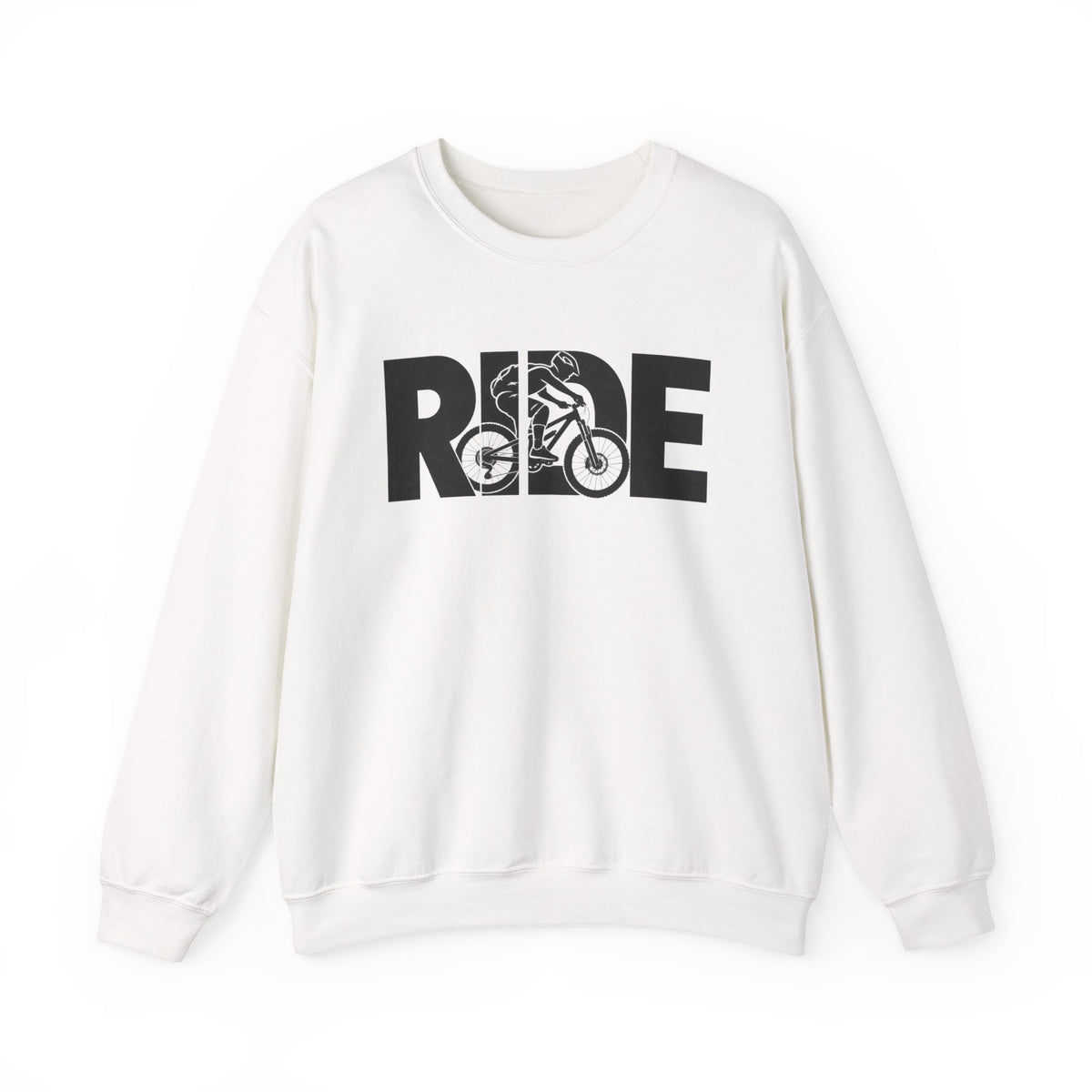 RIDE Mountain Bike Sweatshirt | Mountain Biker Graphic | Gildan Crewneck
