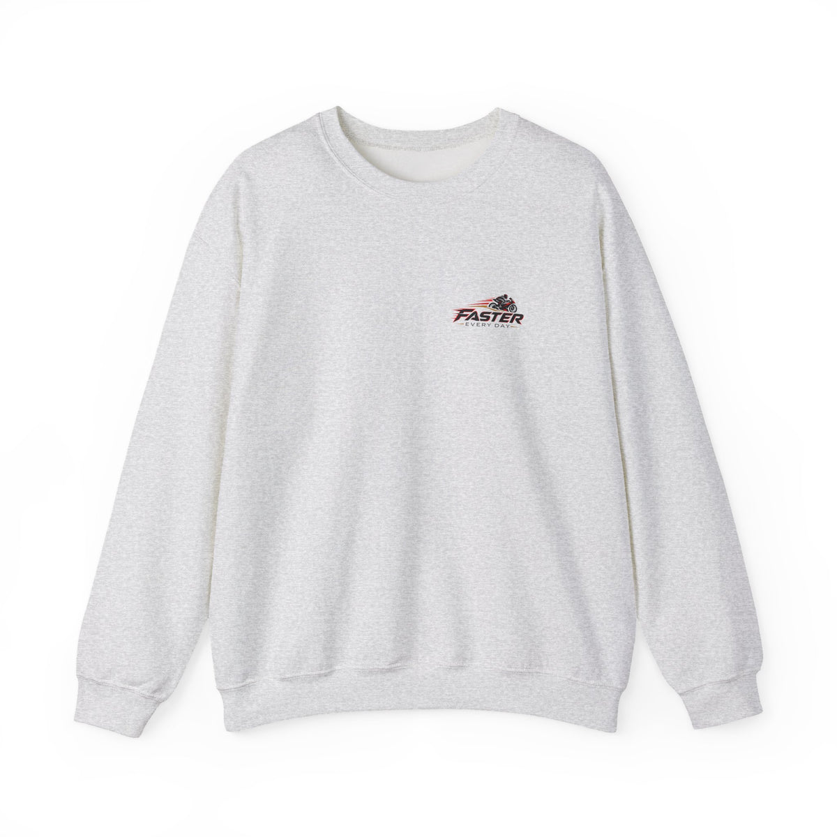 Faster Every Day Ride to Be Better Sport Bike Sweatshirt | Front Logo and Back Print | Gildan Crewneck Sweatshirt