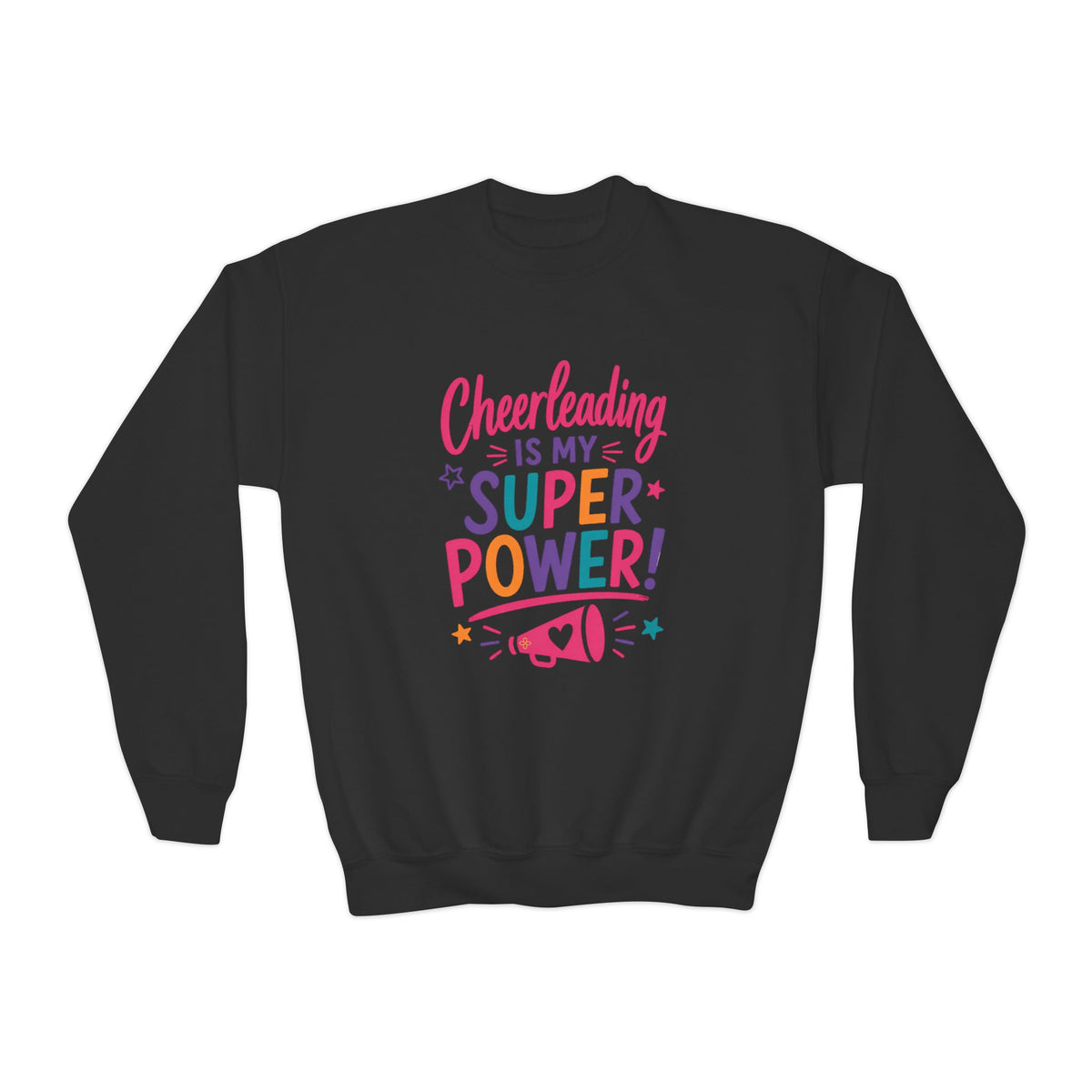 Cheerleading Is My Superpower Youth Sweatshirt | Cheerleader Gift | Girls Cheer Youth Crewneck