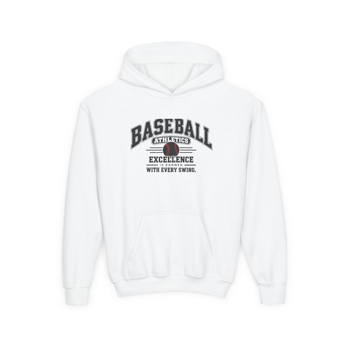 Baseball Athletics Youth Hoodie | Excellence Is Earned With Every Swing | Kids Baseball Youth Hoodie