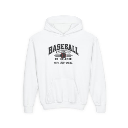 Baseball Athletics Youth Hoodie | Excellence Is Earned With Every Swing | Kids Baseball Youth Hoodie