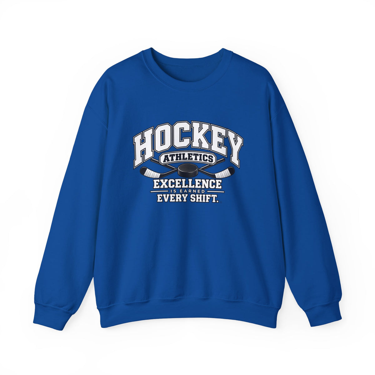 Hockey Athletics Sweatshirt | Excellence Is Earned Every Shift | Hockey Gildan Crewneck