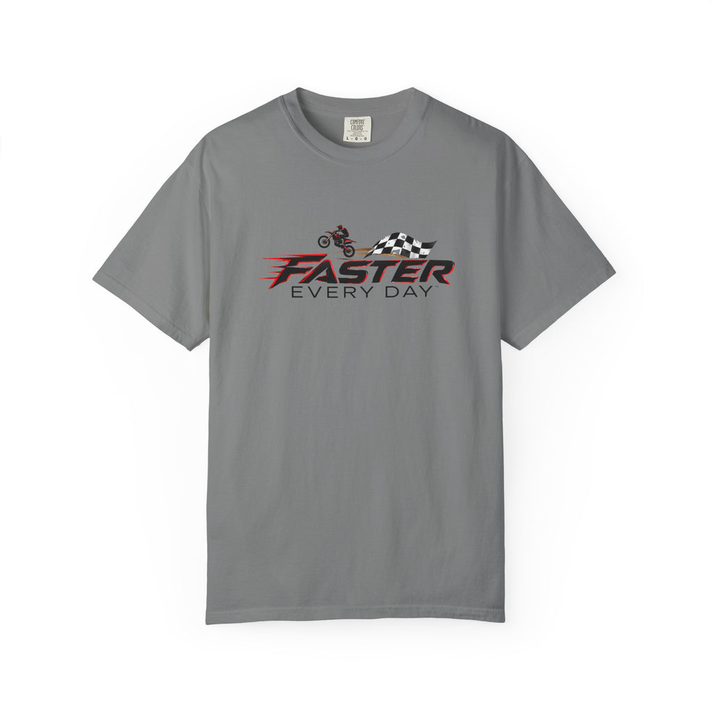 Faster Every Day Dirt Bike Checkered Flag Logo Tee | Motocross Shirt | Comfort Colors T-Shirt