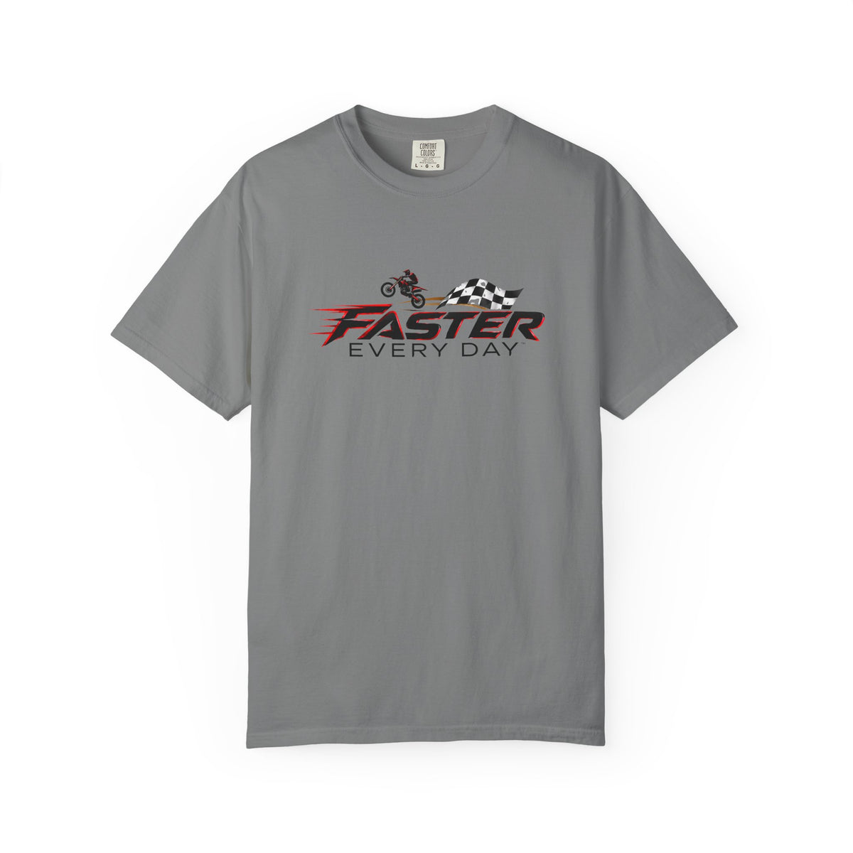 Faster Every Day Dirt Bike Checkered Flag Logo Tee | Motocross Shirt | Comfort Colors T-Shirt