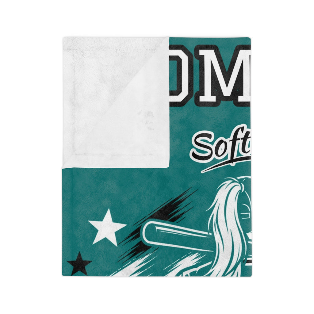 Personalized Softball Blanket - Player Spotlight Design | Custom Team Name, Number & Player Name | 2 Styles, Your Team Colors | Plush Throw