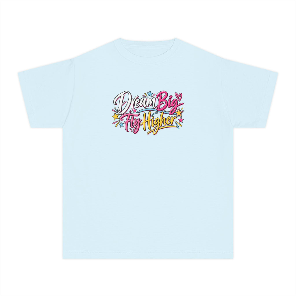 Dream Big Fly Higher Youth T-Shirt | Gymnast Gift | Girls Gymnastics Comfort Colors Youth Tee