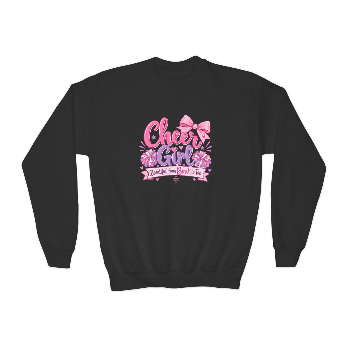 Cheer Girl Youth Sweatshirt | Beautiful From Bow to Toe | Girls Cheer Youth Crewneck
