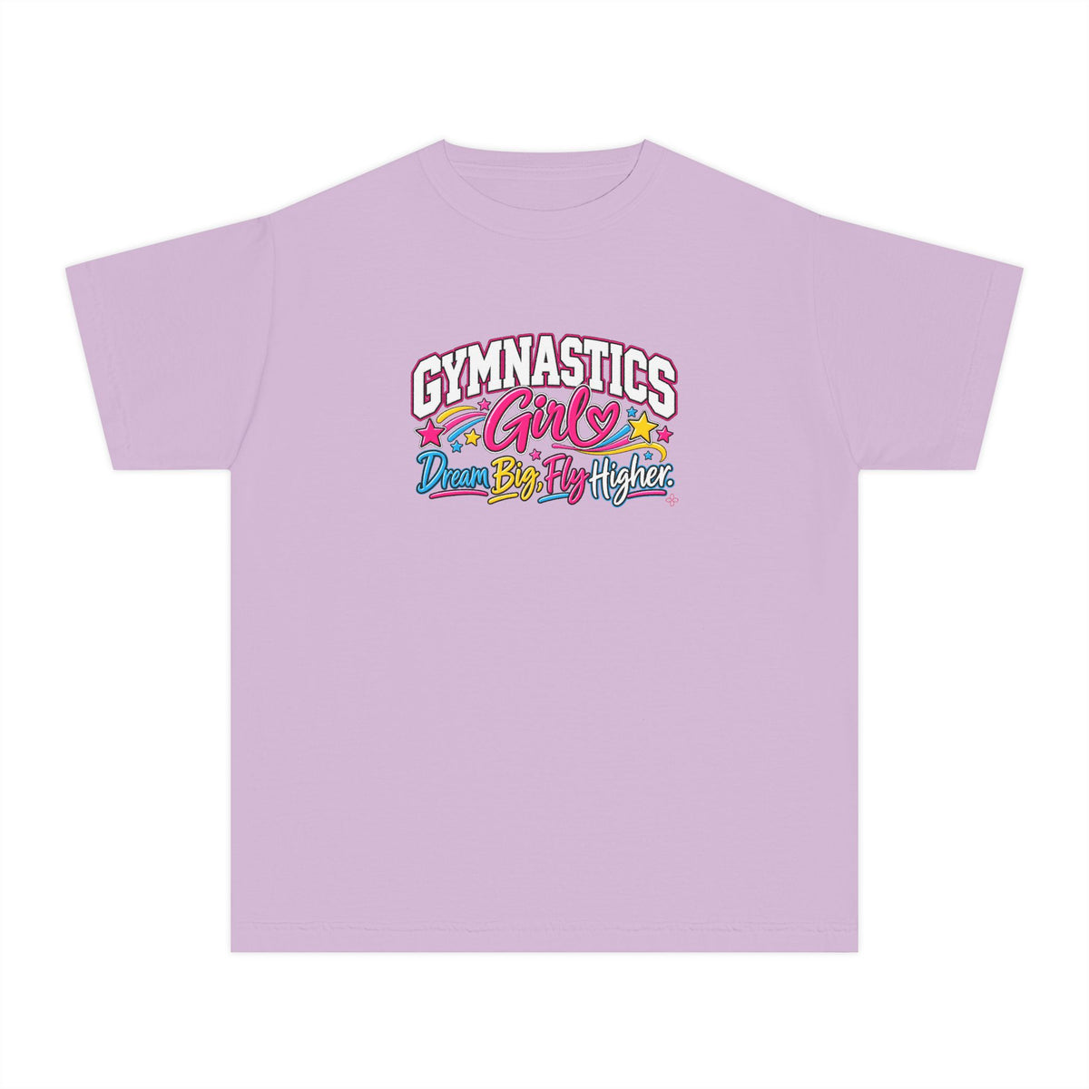 Gymnastics Girl Youth T-Shirt | Dream Big, Fly Higher | Girls Gymnastics Comfort Colors Youth Tee