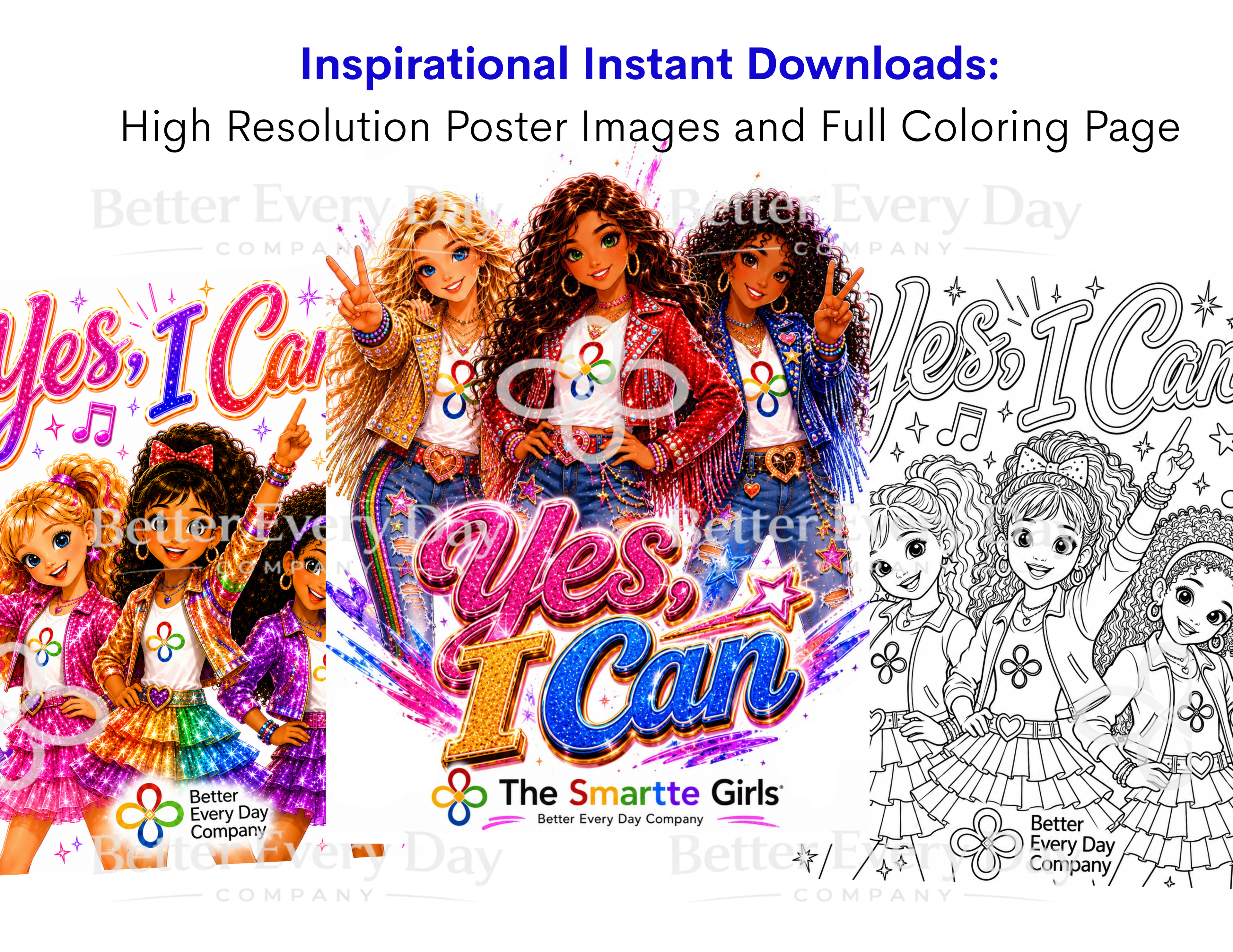 Yes I Can Song MP3, Poster and Coloring Page BUNDLE by the Smartte Girls