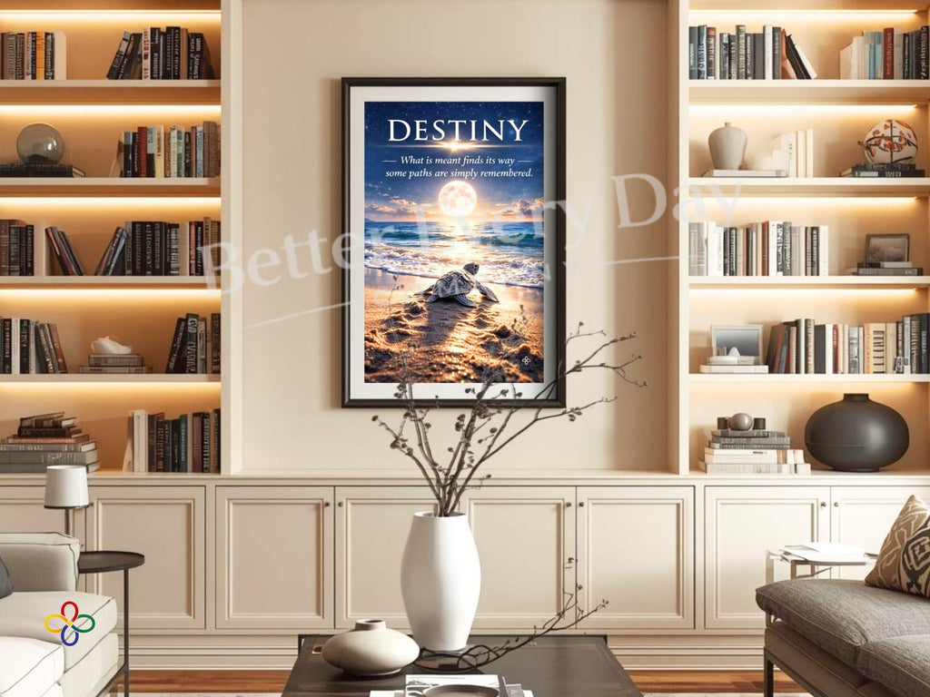 Destiny Inspirational Sea Turtle Beach Print, Quote Poster, Motivational Ocean Wall Art (Digital Download) Wallart
