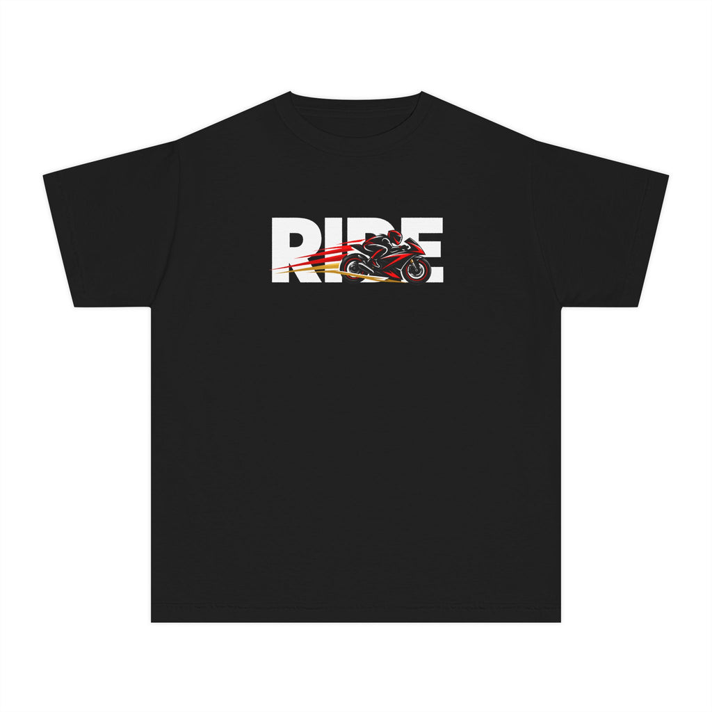 RIDE Sport Bike Youth T-Shirt | Sport Bike Rider Graphic | Kids Comfort Colors Youth Tee