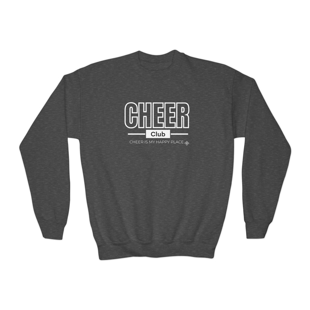 Cheer Club Youth Sweatshirt | Cheer Is My Happy Place | Girls Cheer Youth Crewneck