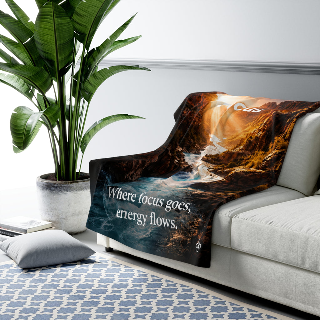 Focus Motivational Sherpa Blanket | Inspirational Quote Sherpa Fleece Throw | Uplifting Gift | Better Every Day