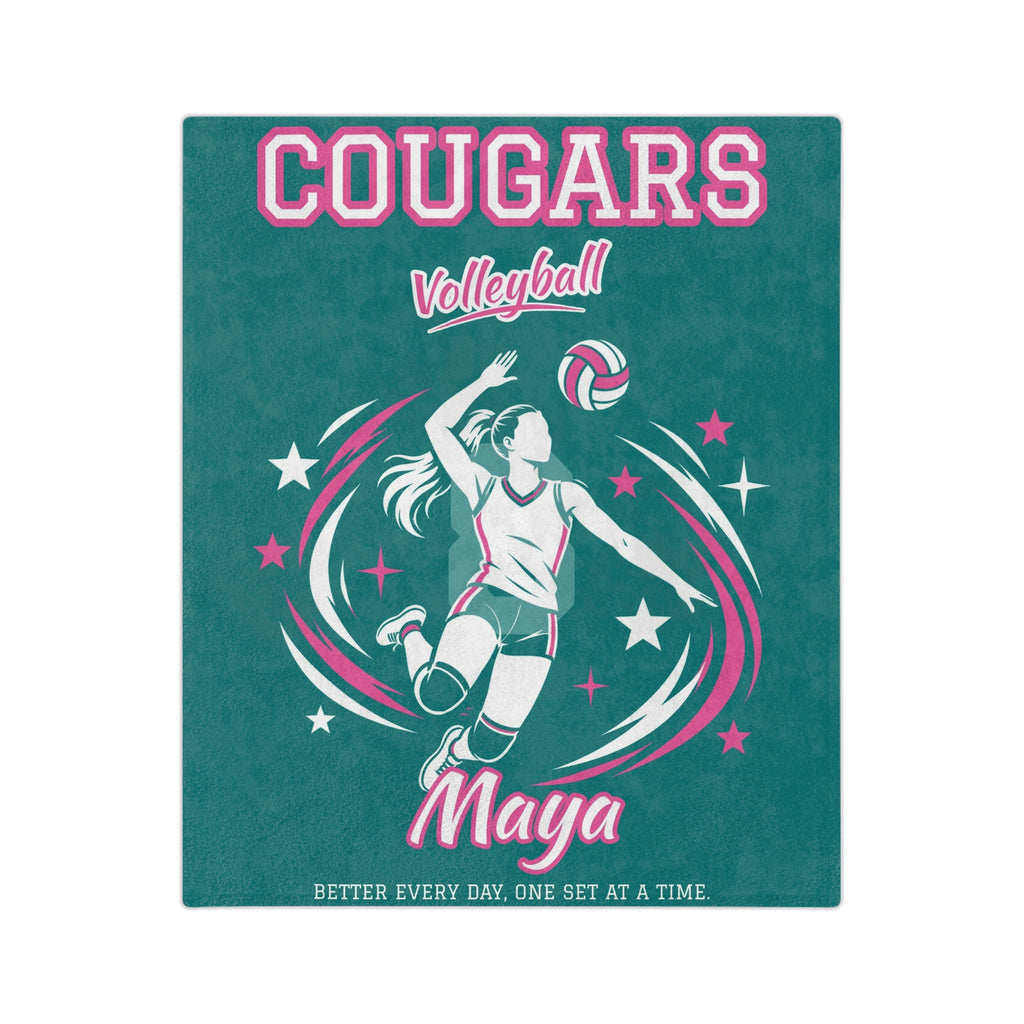 Personalized Volleyball Blanket - Player Spotlight Design | Custom Team Name, Number & Player Name | 2 Styles, Your Team Colors | Plush Throw