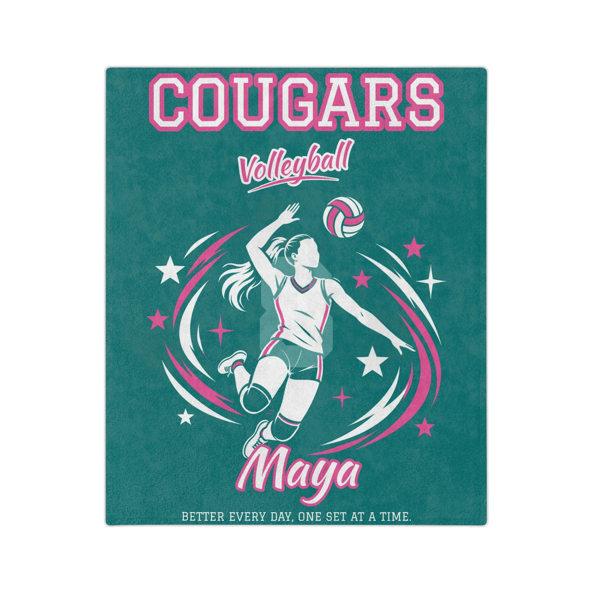Personalized Volleyball Blanket - Player Spotlight Design | Custom Team Name, Number & Player Name | 2 Styles, Your Team Colors | Plush Throw
