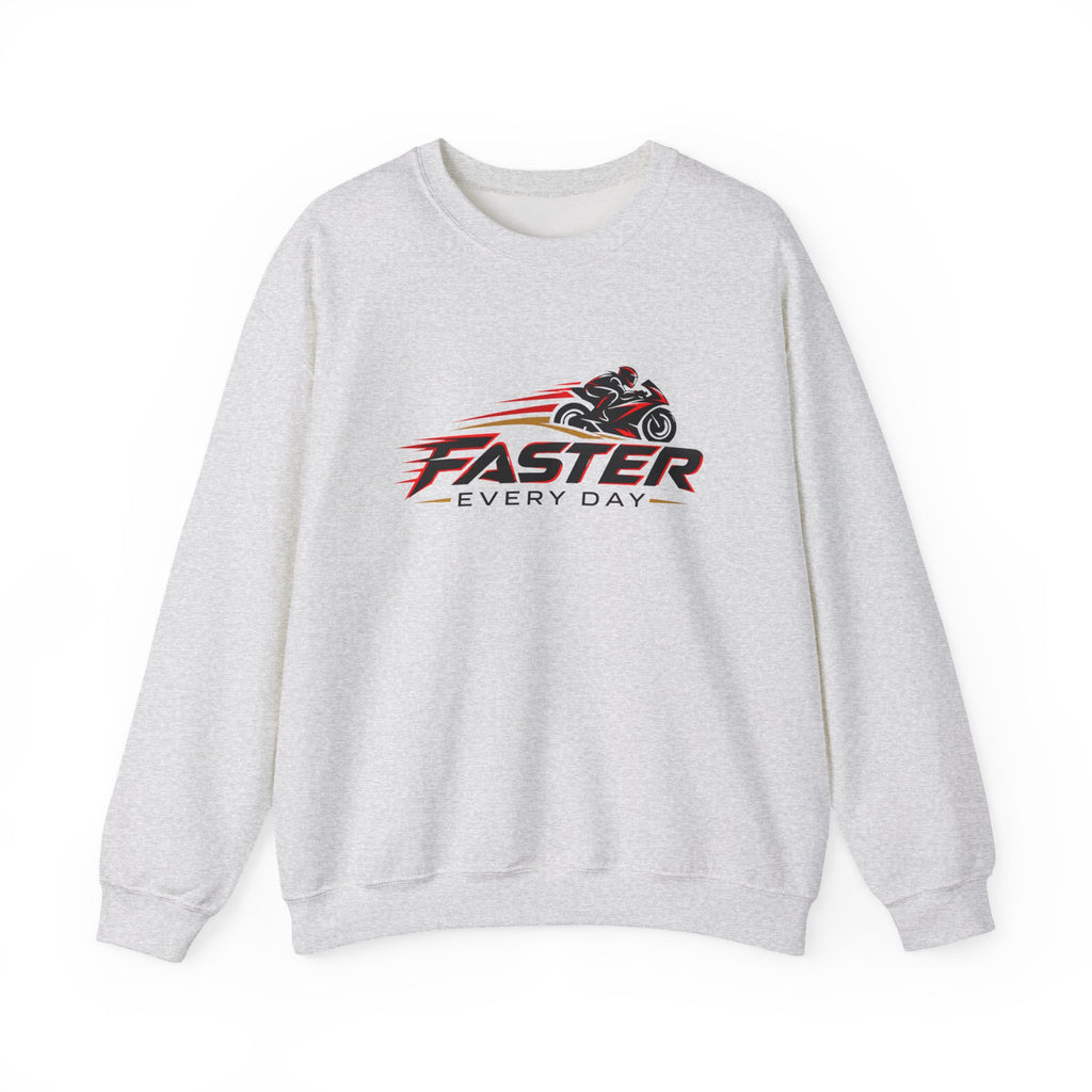 Faster Every Day Sport Bike Logo Sweatshirt | Motorcycle Racing Gift | Gildan Crewneck Sweatshirt