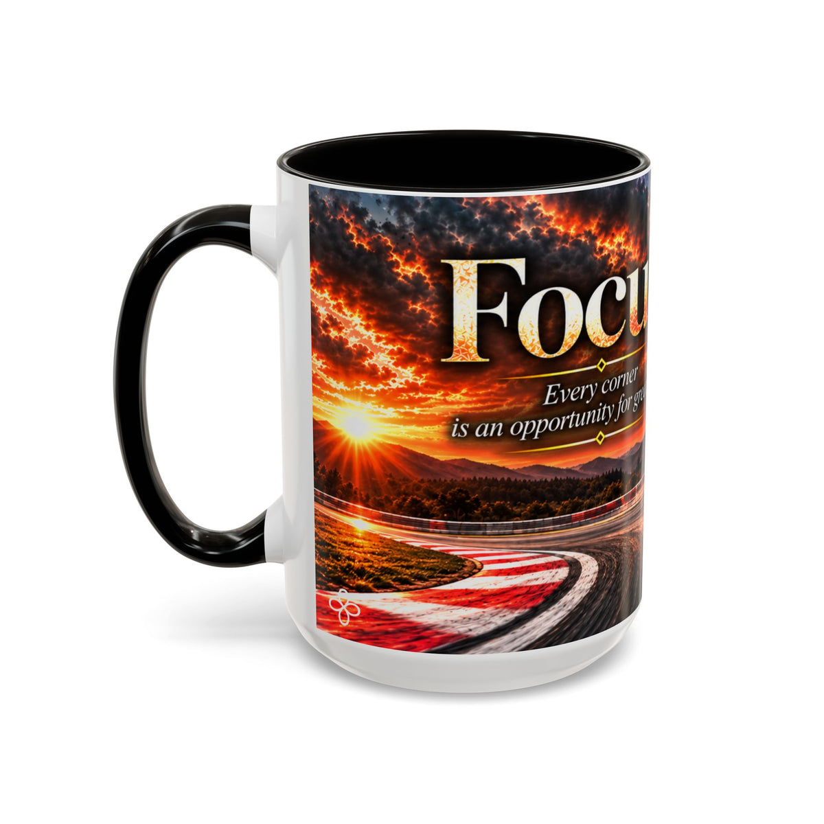 Focus - Every Corner Is an Opportunity for Greatness | 15 oz Motorcycle Racing Mug, Coffee Cup
