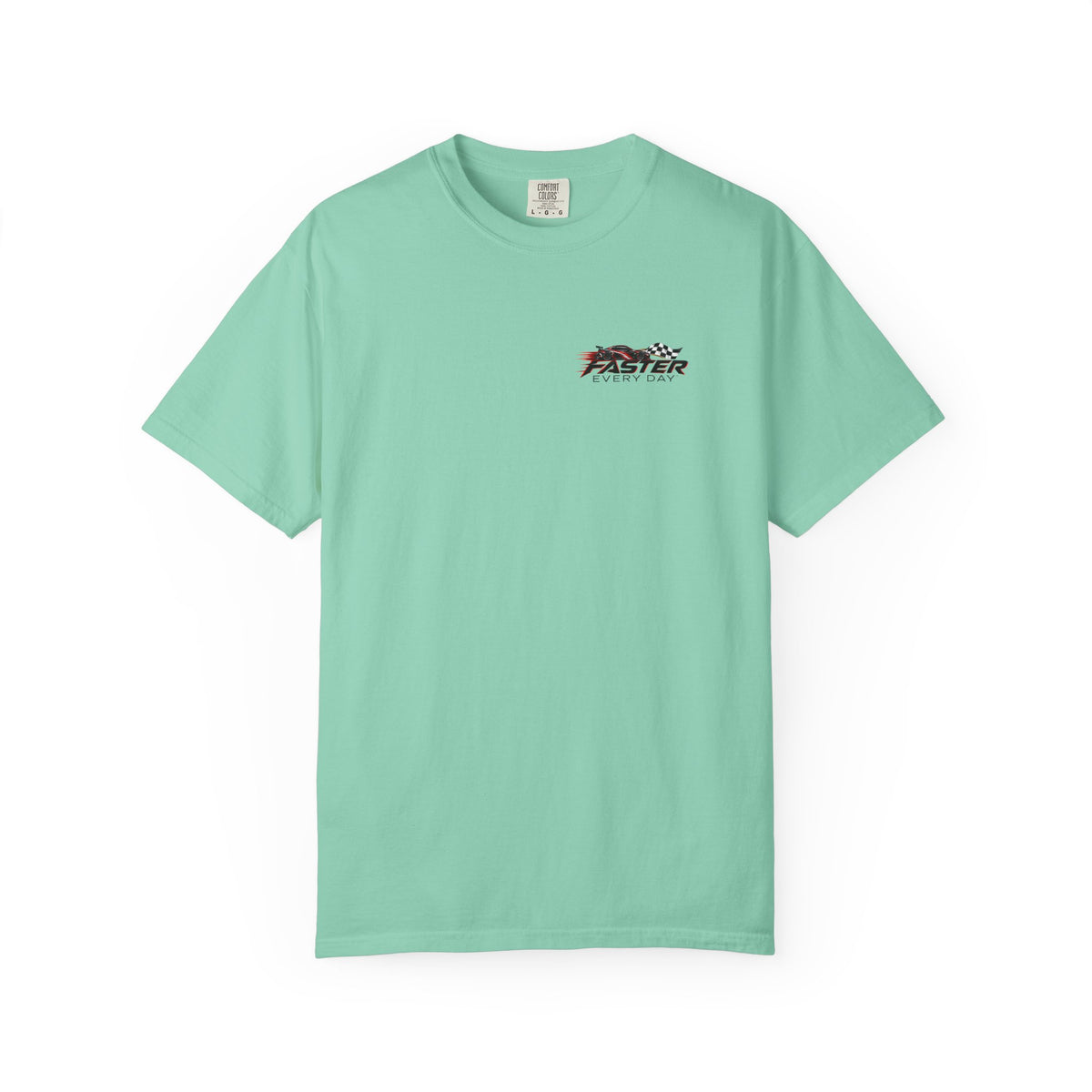 Faster Every Day Sports Car Tee | Driven to Be Better | Front Logo and Back Print | Comfort Colors T-Shirt