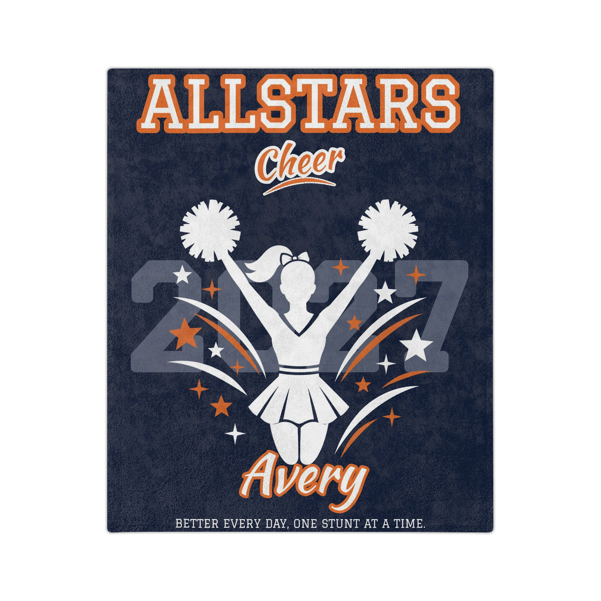 Personalized Cheer Blanket - Player Spotlight Design | Custom Team Name, Class Year & Cheerleader Name | 2 Styles, Your Team Colors | Plush Throw