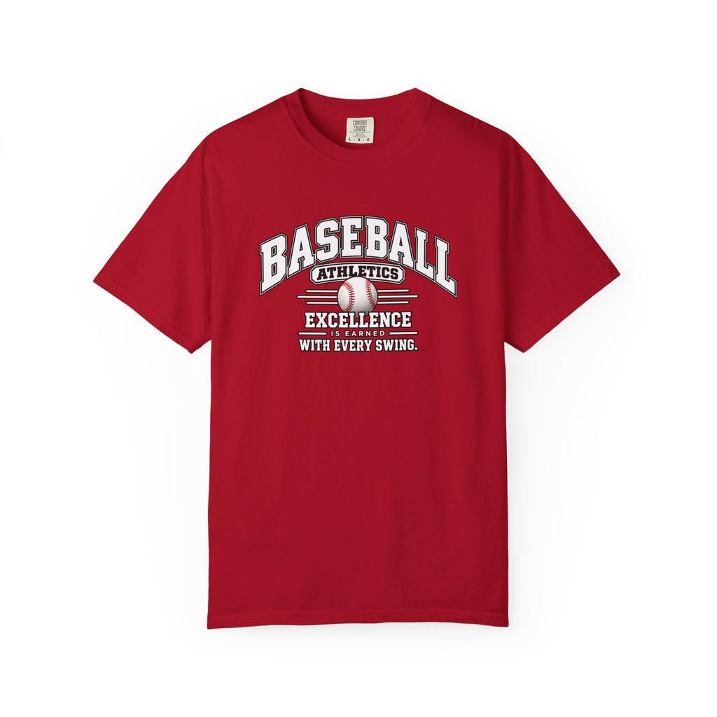 Baseball Athletics T-Shirt | Excellence Is Earned With Every Swing | Baseball Comfort Colors Tee