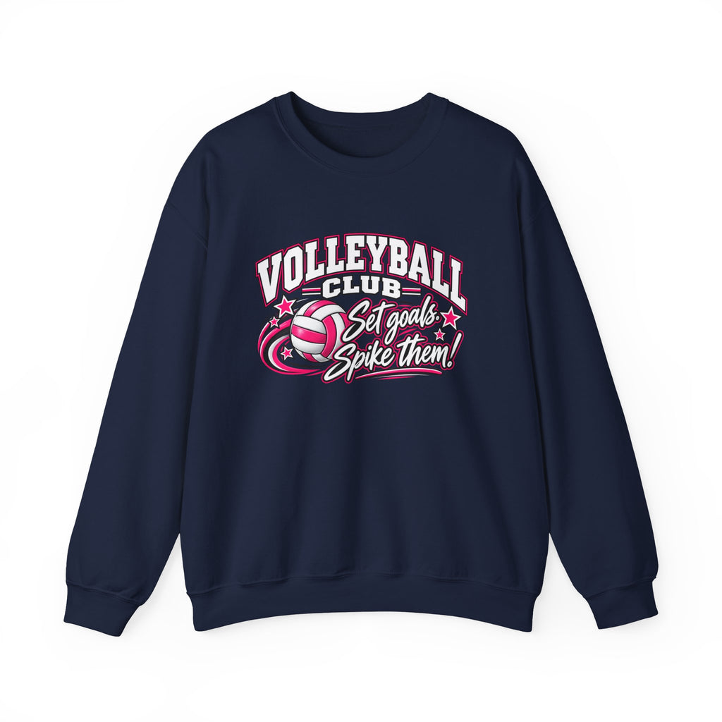 Volleyball Club Sweatshirt | Set Goals, Spike Them | Volleyball Gildan Crewneck