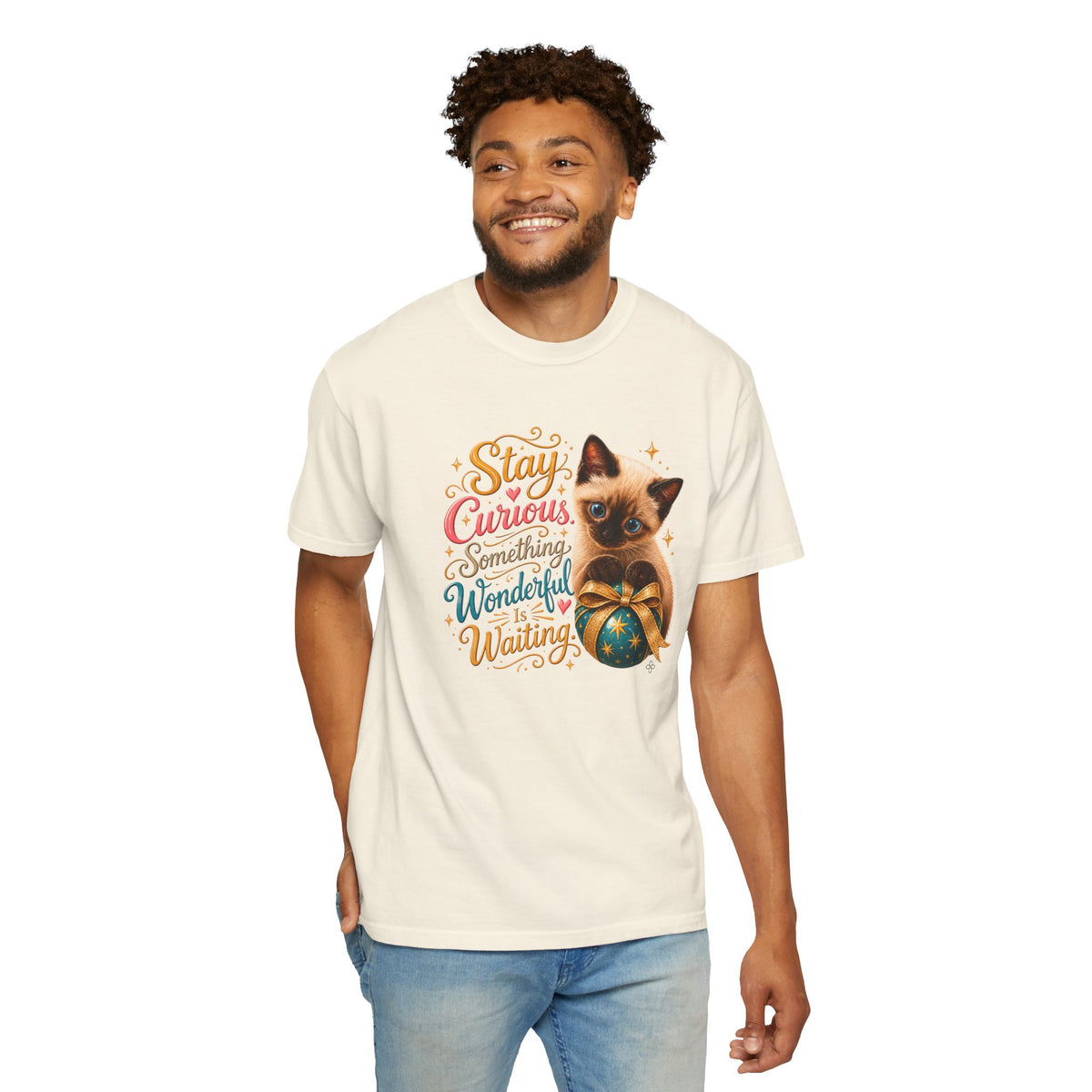 Stay Curious. Something Wonderful is Waiting. - Women's Comfort Colors Motivational Cat / Pet T-Shirt for Women - Inspirational Tee - Comfort Colors Shirt