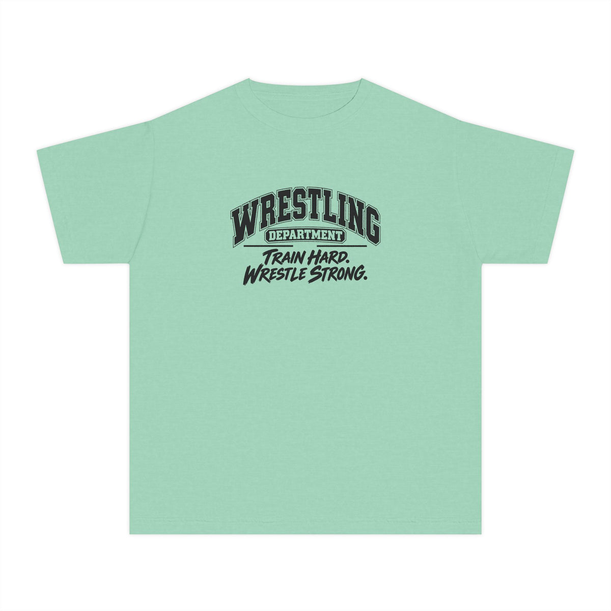 Wrestling Department Youth T-Shirt | Train Hard, Wrestle Strong | Kids Wrestling Comfort Colors Youth Tee