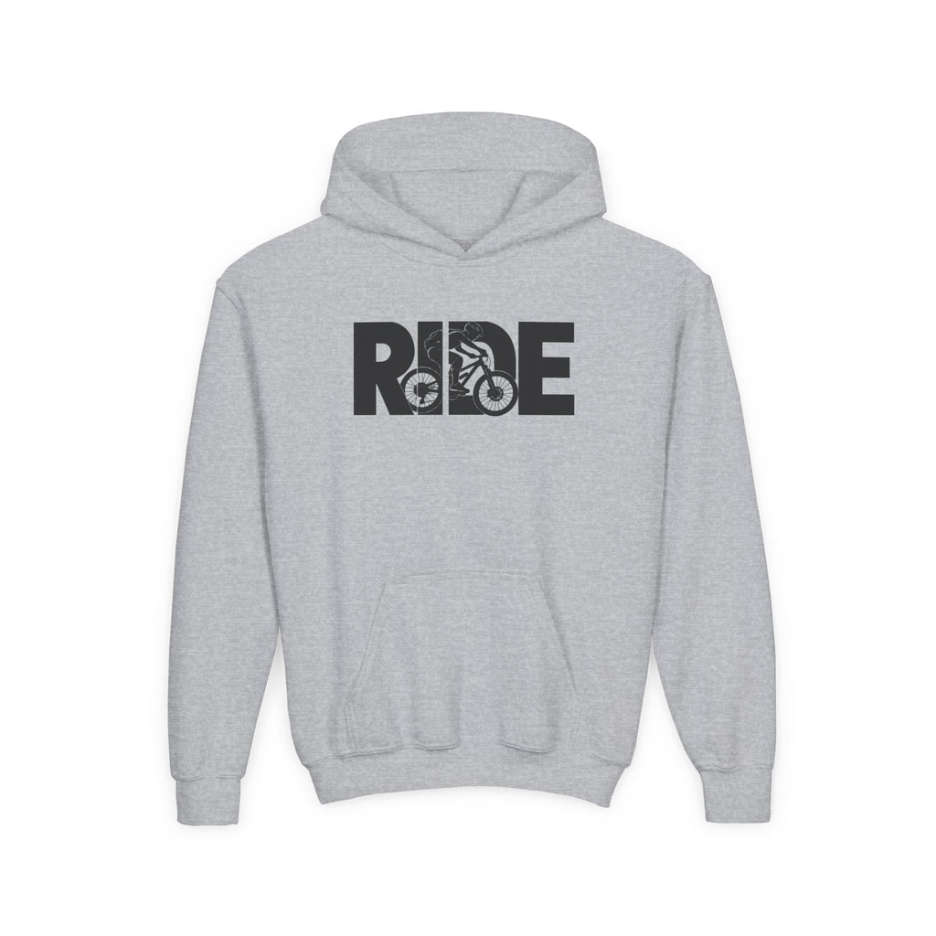 RIDE Mountain Bike Youth Hoodie | Mountain Biker Graphic | Kids Youth Hoodie