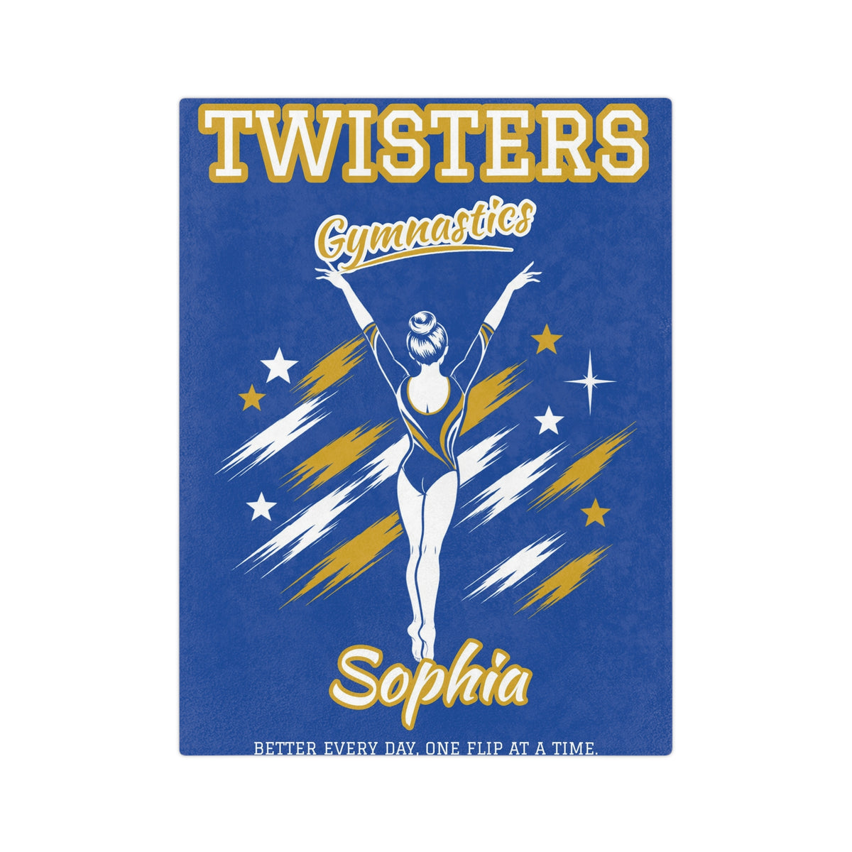 Personalized Gymnastics Blanket - Player Spotlight Design | Custom Team Name, Class Year & Gymnast Name | 2 Styles, Your Team Colors | Plush Throw