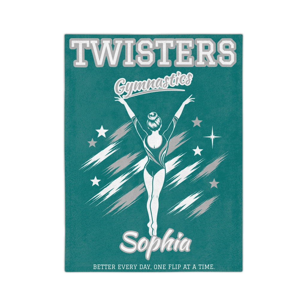 Personalized Gymnastics Blanket - Player Spotlight Design | Custom Team Name, Class Year & Gymnast Name | 2 Styles, Your Team Colors | Plush Throw