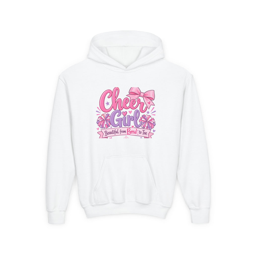 Cheer Girl Youth Hoodie | Beautiful From Bow to Toe | Girls Cheer Youth Hoodie