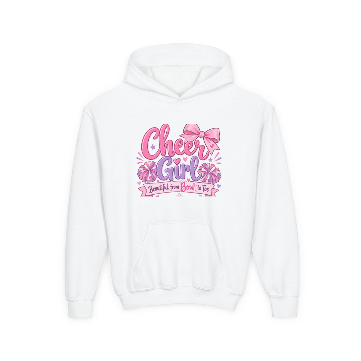 Cheer Girl Youth Hoodie | Beautiful From Bow to Toe | Girls Cheer Youth Hoodie