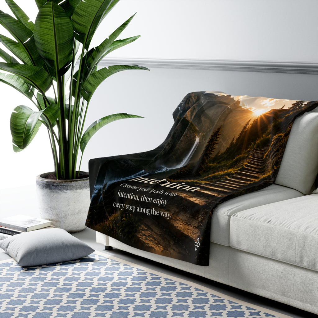 Intention Motivational Sherpa Blanket | Inspirational Quote Sherpa Fleece Throw | Uplifting Gift | Better Every Day