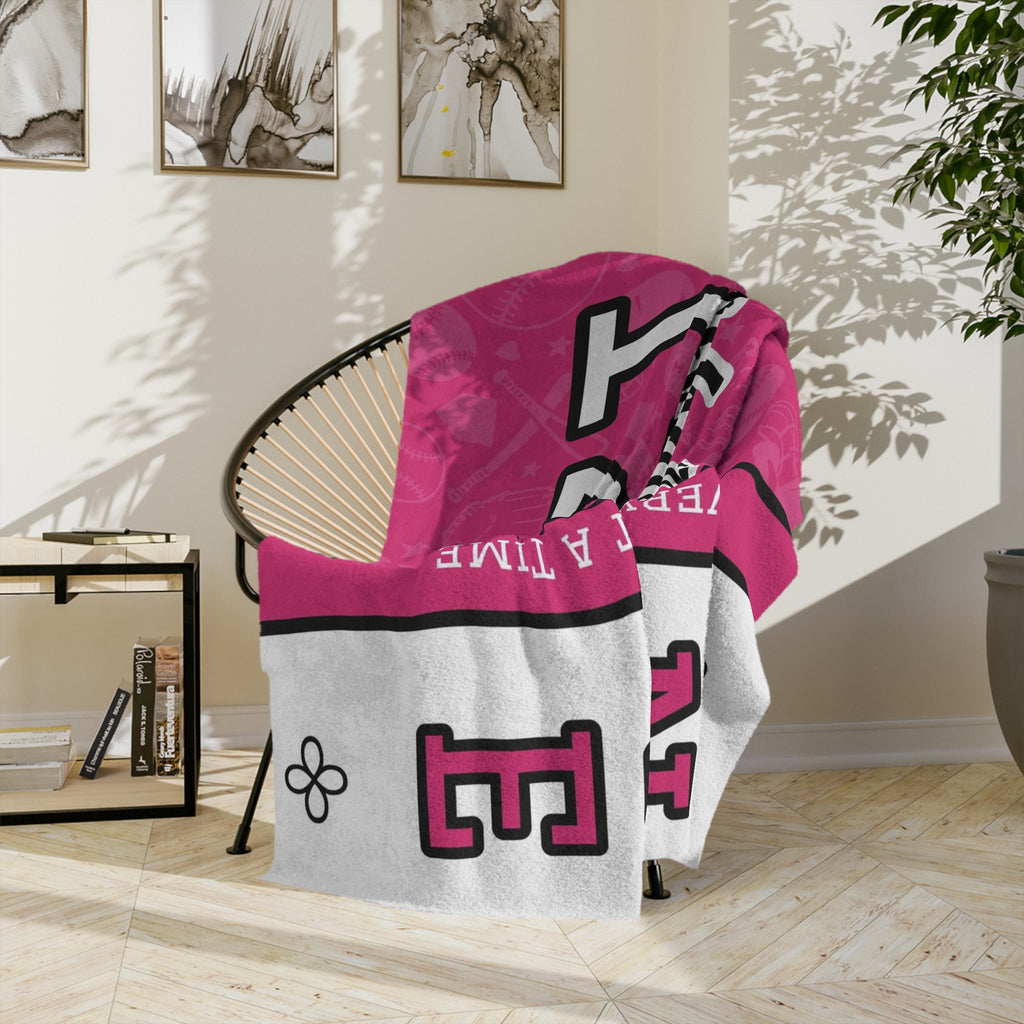 Personalized Softball Blanket - Varsity Split Design | Custom Team Name, Number or Class Year & Player Name | Softball Player, Senior Night Gift | Plush Throw