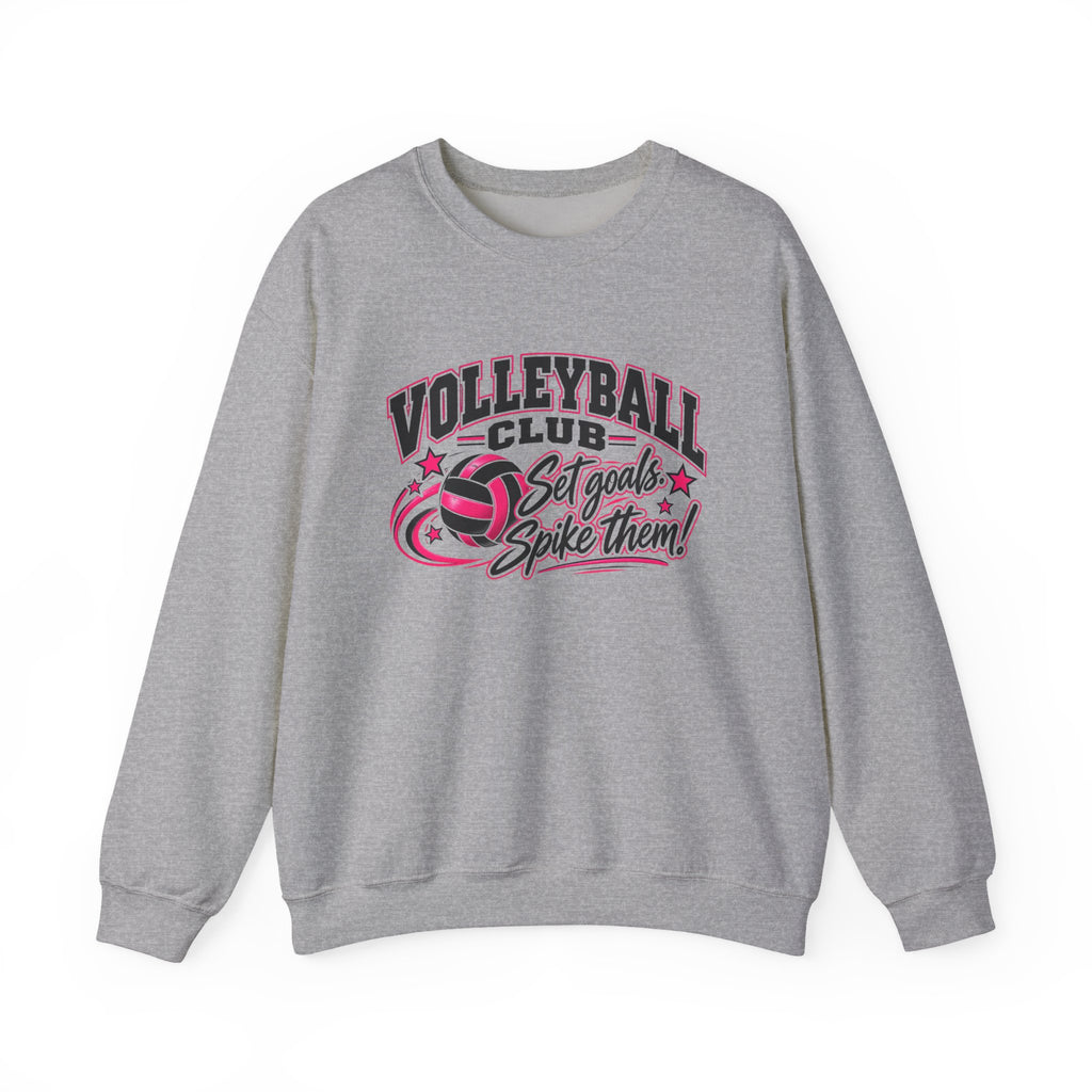 Volleyball Club Sweatshirt | Set Goals, Spike Them | Volleyball Gildan Crewneck