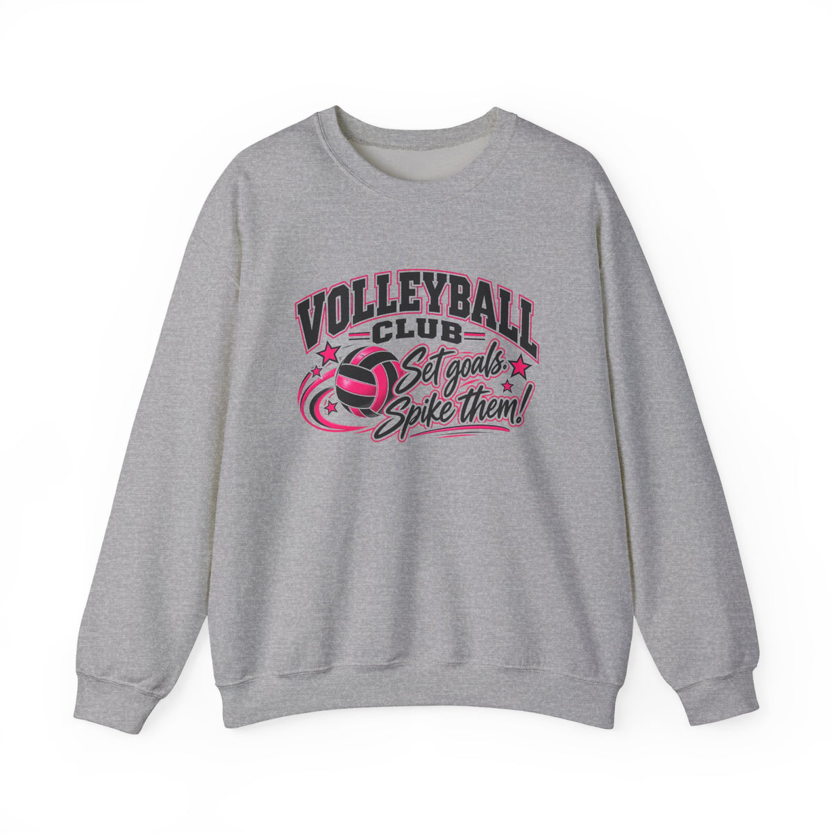 Volleyball Club Sweatshirt | Set Goals, Spike Them | Volleyball Gildan Crewneck