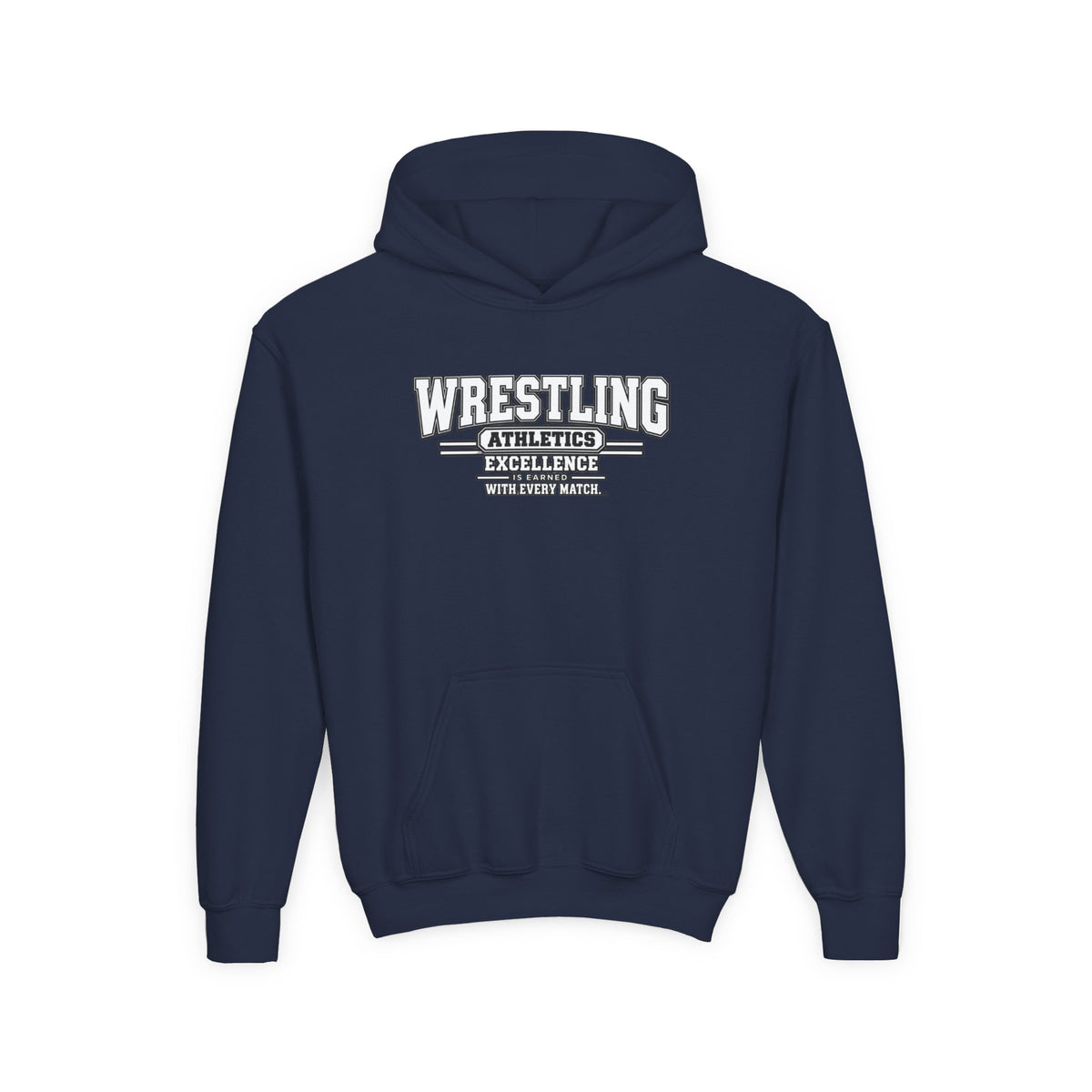 Wrestling Athletics Youth Hoodie | Excellence Is Earned With Every Match | Kids Wrestling Youth Hoodie