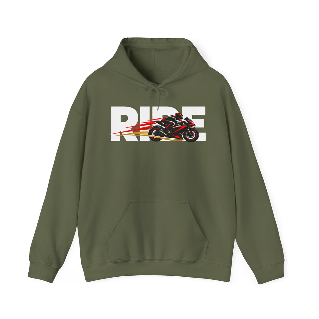 RIDE Sport Bike Hoodie | Sport Bike Rider Graphic | Gildan Hoodie