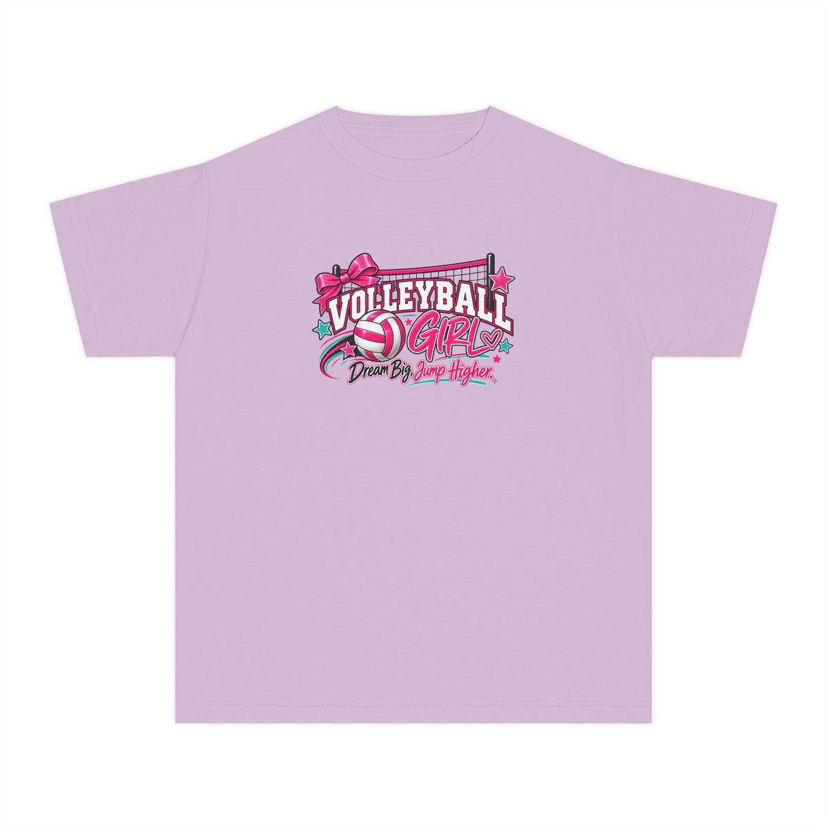 Volleyball Girl Youth T-Shirt | Dream Big, Jump Higher | Girls Volleyball Comfort Colors Youth Tee