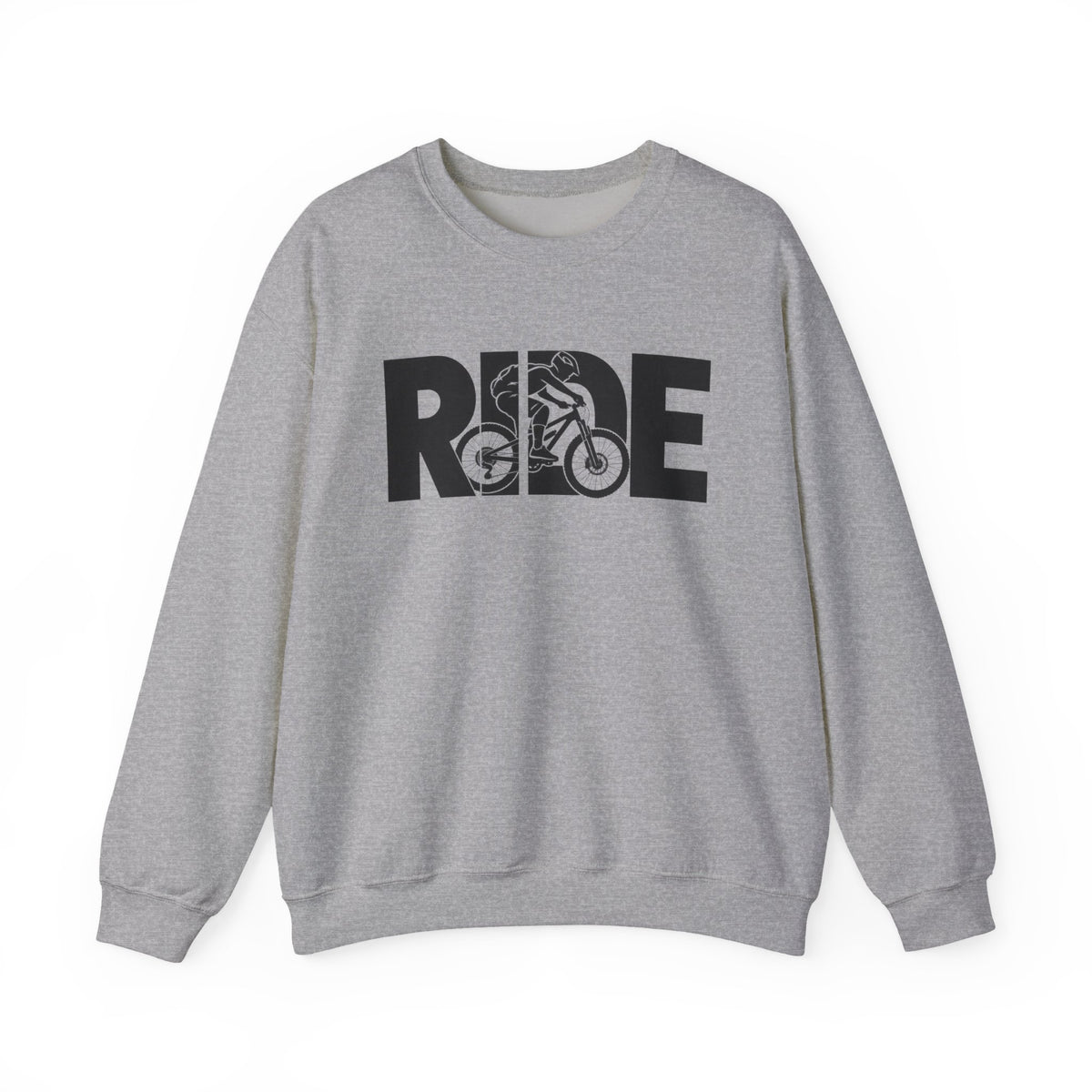 RIDE Mountain Bike Sweatshirt | Mountain Biker Graphic | Gildan Crewneck