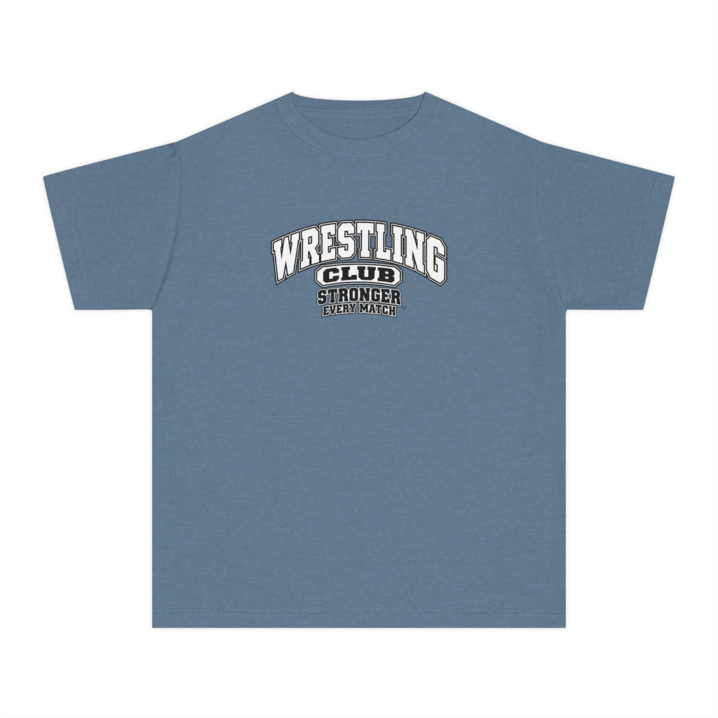 Wrestling Club Youth T-Shirt | Stronger Every Match | Kids Wrestling Comfort Colors Youth Tee